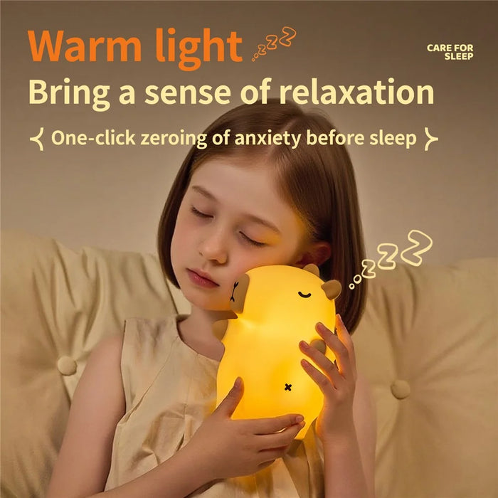 A073 Capybara Snoring Sleep Silicone Night Light 3 Brightness Levels Timing for Bedroom - 3