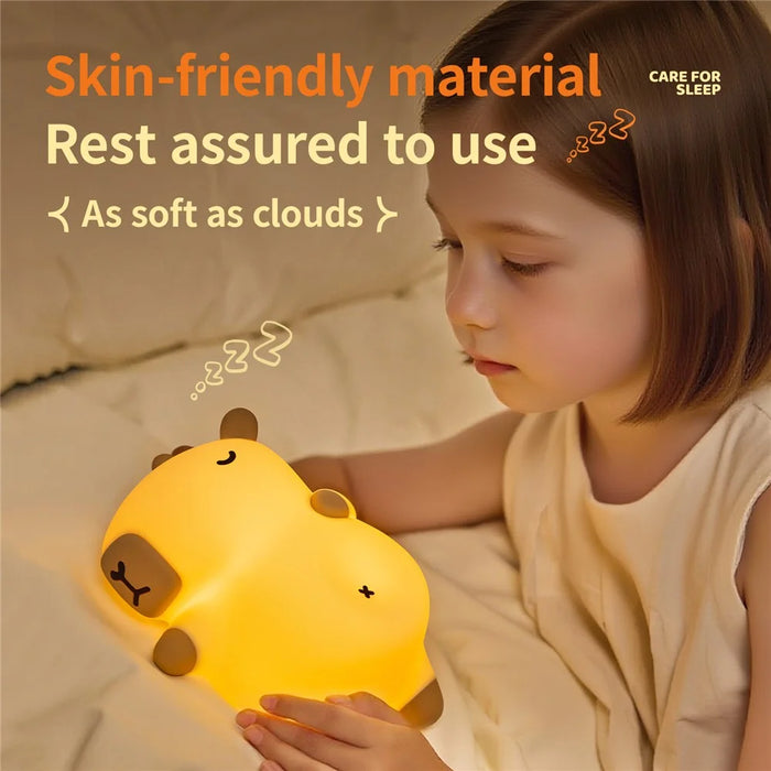 A073 Capybara Snoring Sleep Silicone Night Light 3 Brightness Levels Timing for Bedroom - 4