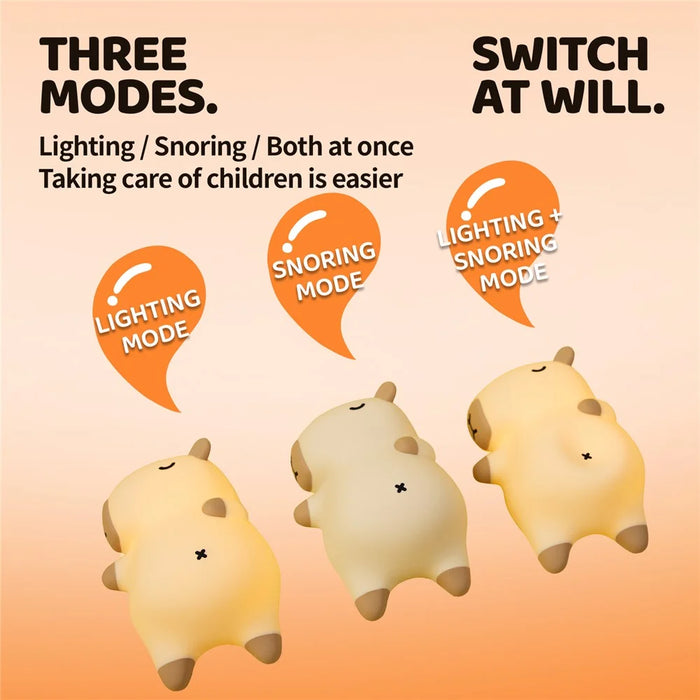 A073 Capybara Snoring Sleep Silicone Night Light 3 Brightness Levels Timing for Bedroom - 5