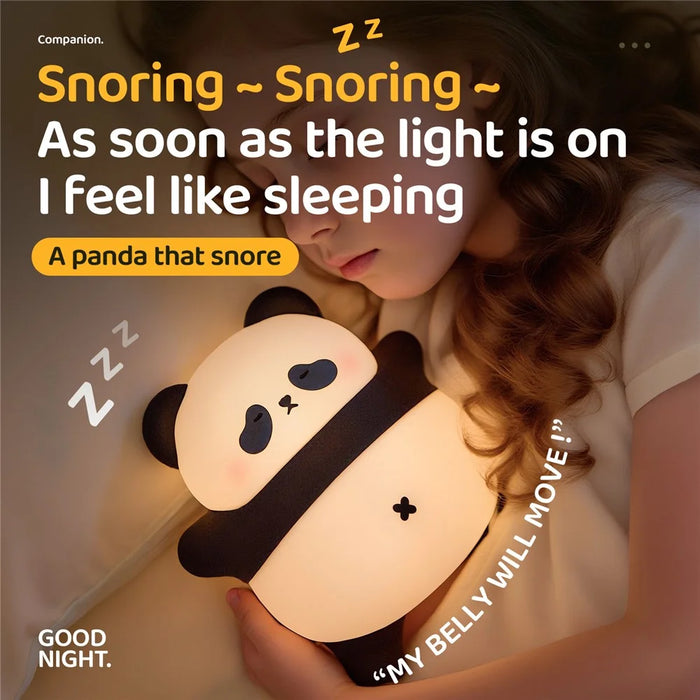 A071 Panda Silicone Night Light Snoring Sound Sleep Lamp Soft Touch Light for Bedroom - 2