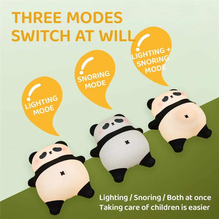 A071 Panda Silicone Night Light Snoring Sound Sleep Lamp Soft Touch Light for Bedroom - 5
