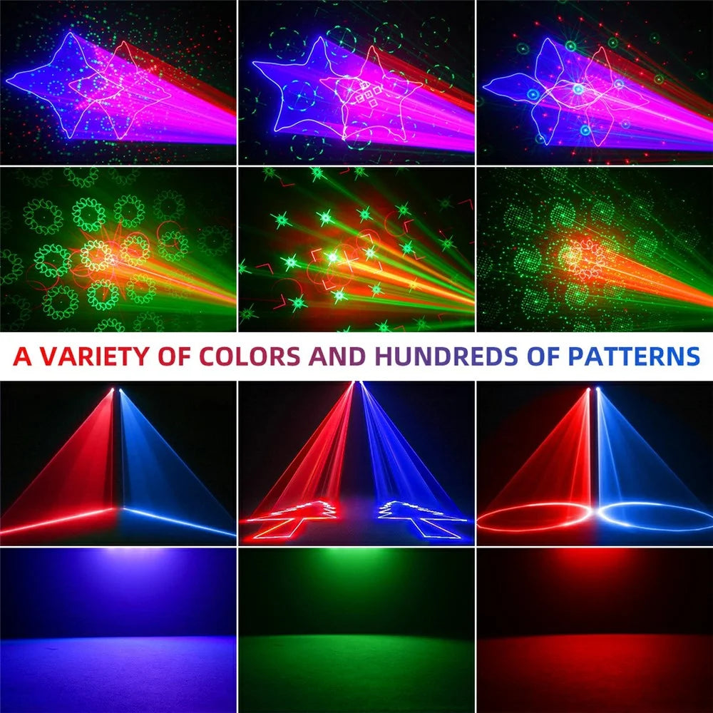 L2800 RGB Double Projection Laser Lamp 450mW 170 Patterns DMX Sound Control Party Light for DJ Stage -Black - 2