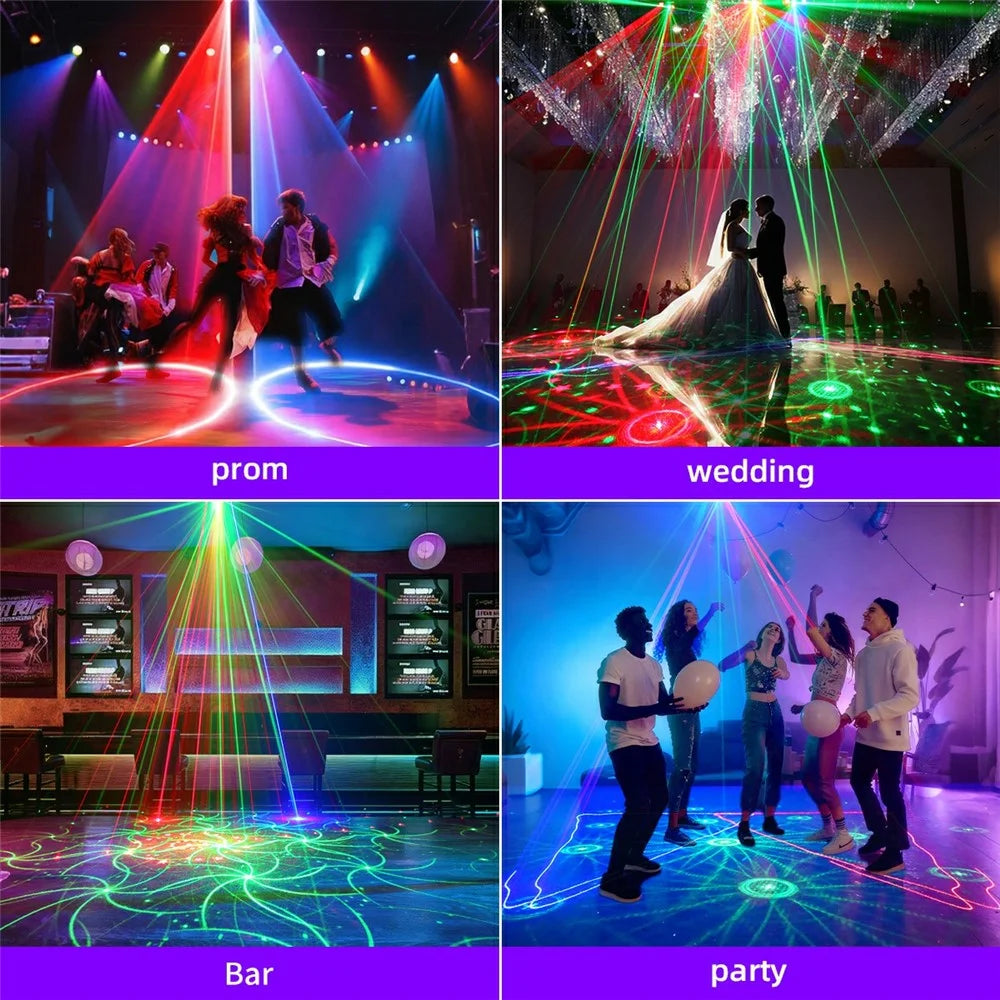 L2800 RGB Double Projection Laser Lamp 450mW 170 Patterns DMX Sound Control Party Light for DJ Stage -Black - 3