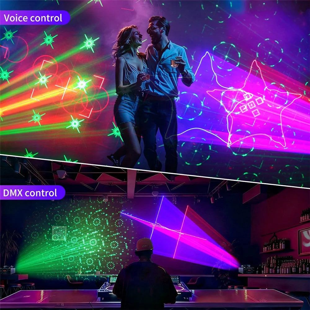 L2800 RGB Double Projection Laser Lamp 450mW 170 Patterns DMX Sound Control Party Light for DJ Stage -Black - 5