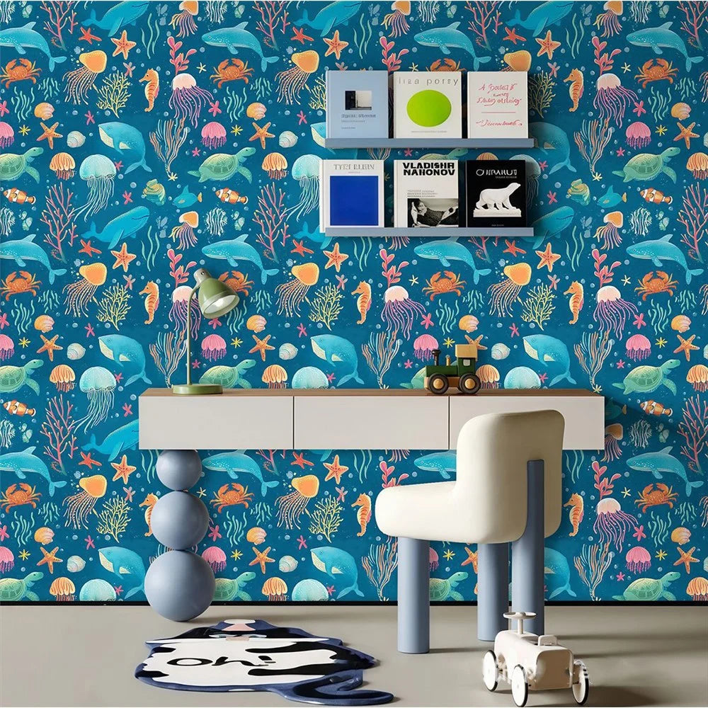 CSK16-06 44x500cm Sea Life Ocean Animal Wall Sticker PVC Self Adhesive Waterproof Wallpaper for Kids Room - 4