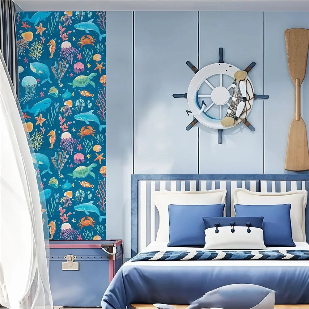 CSK16-06 44x500cm Sea Life Ocean Animal Wall Sticker PVC Self Adhesive Waterproof Wallpaper for Kids Room - 5