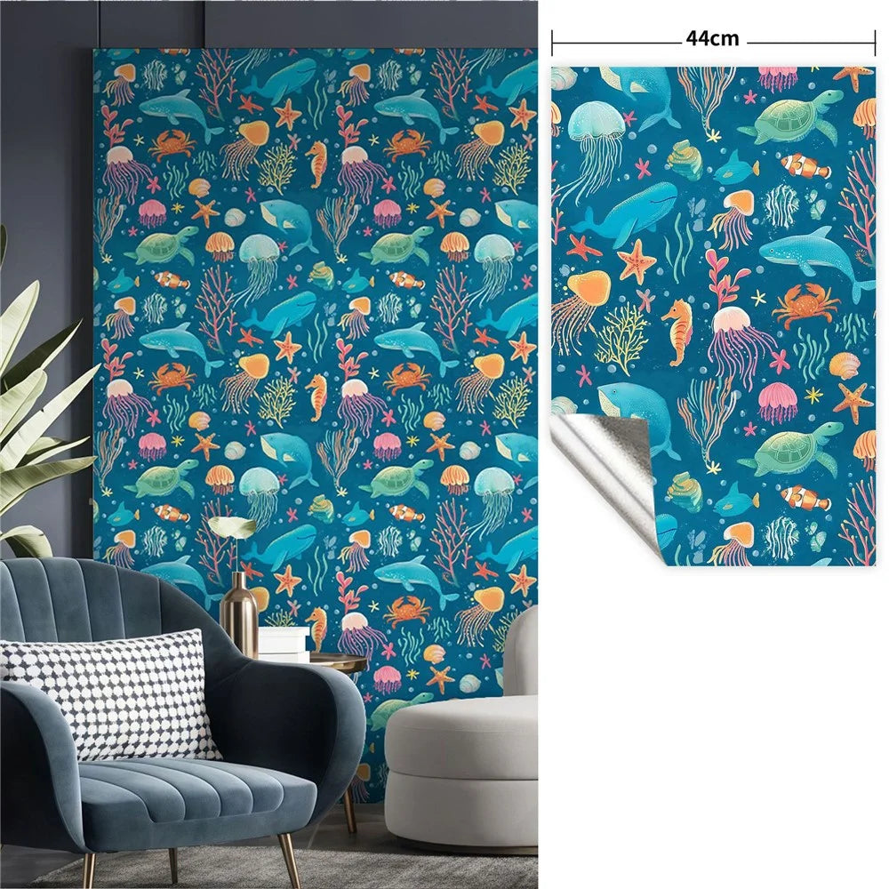 CSK16-06 44x1000cm Sea Life Ocean Animal Wall Sticker PVC Self Adhesive Waterproof Wallpaper for Kids Room - 2
