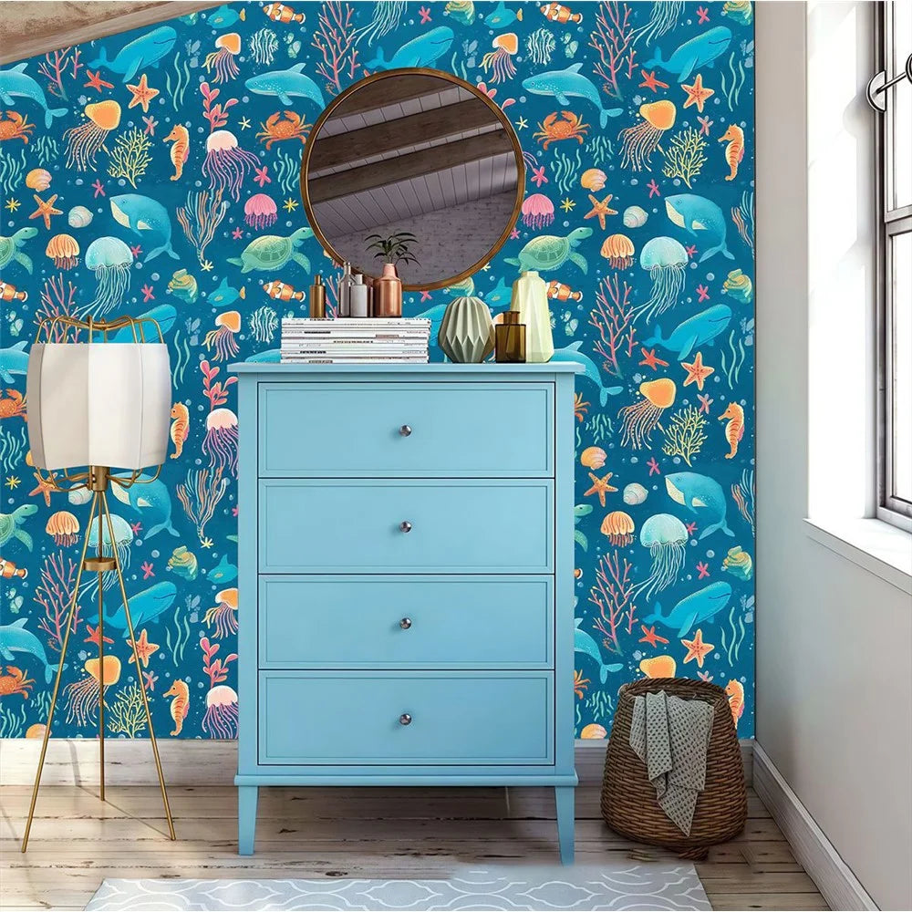 CSK16-06 44x1000cm Sea Life Ocean Animal Wall Sticker PVC Self Adhesive Waterproof Wallpaper for Kids Room - 3