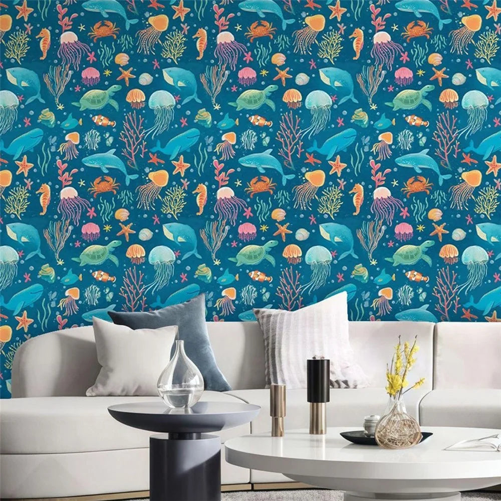 CSK16-06 44x1000cm Sea Life Ocean Animal Wall Sticker PVC Self Adhesive Waterproof Wallpaper for Kids Room - 6