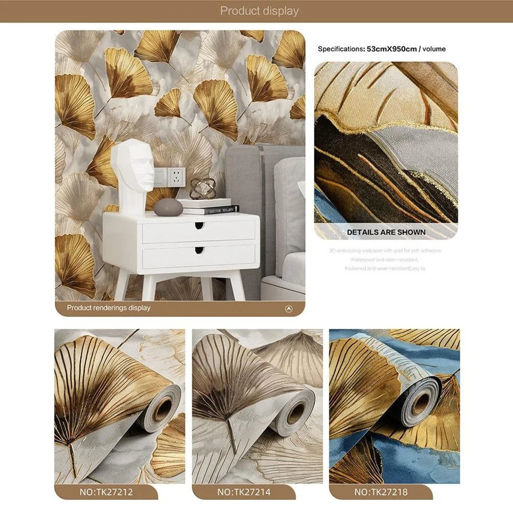 53x950cm 3D Embossed Self-Adhesive Wallpaper Waterproof PVC Wall Sticker for Bedroom Living Room - TT2617 - 4