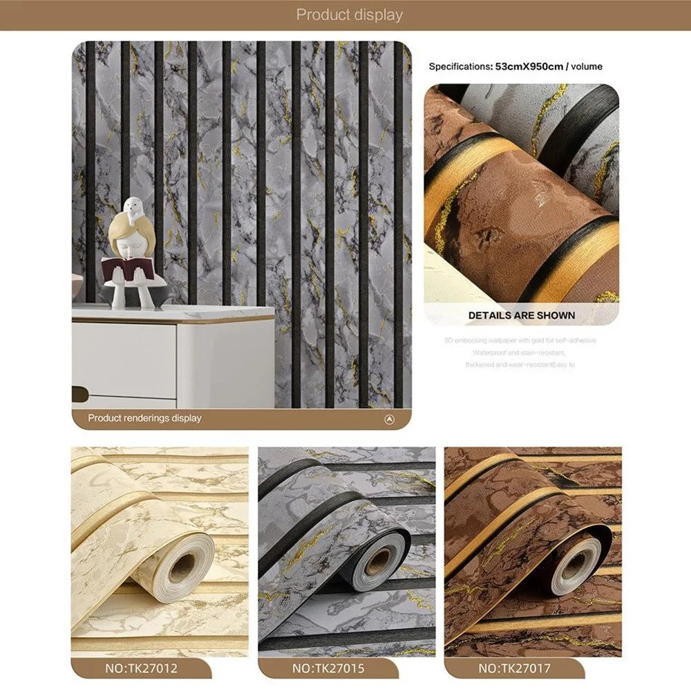 53x950cm 3D Embossed Self-Adhesive Wallpaper Waterproof PVC Wall Sticker for Bedroom Living Room - TT2617 - 6