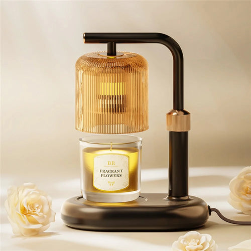 Candle Warmer Lamp 50W Flameless Adjustable Height Wax Melter Light with Timer & Dimmer for Bedroom - Black  /  EU Plug - 1