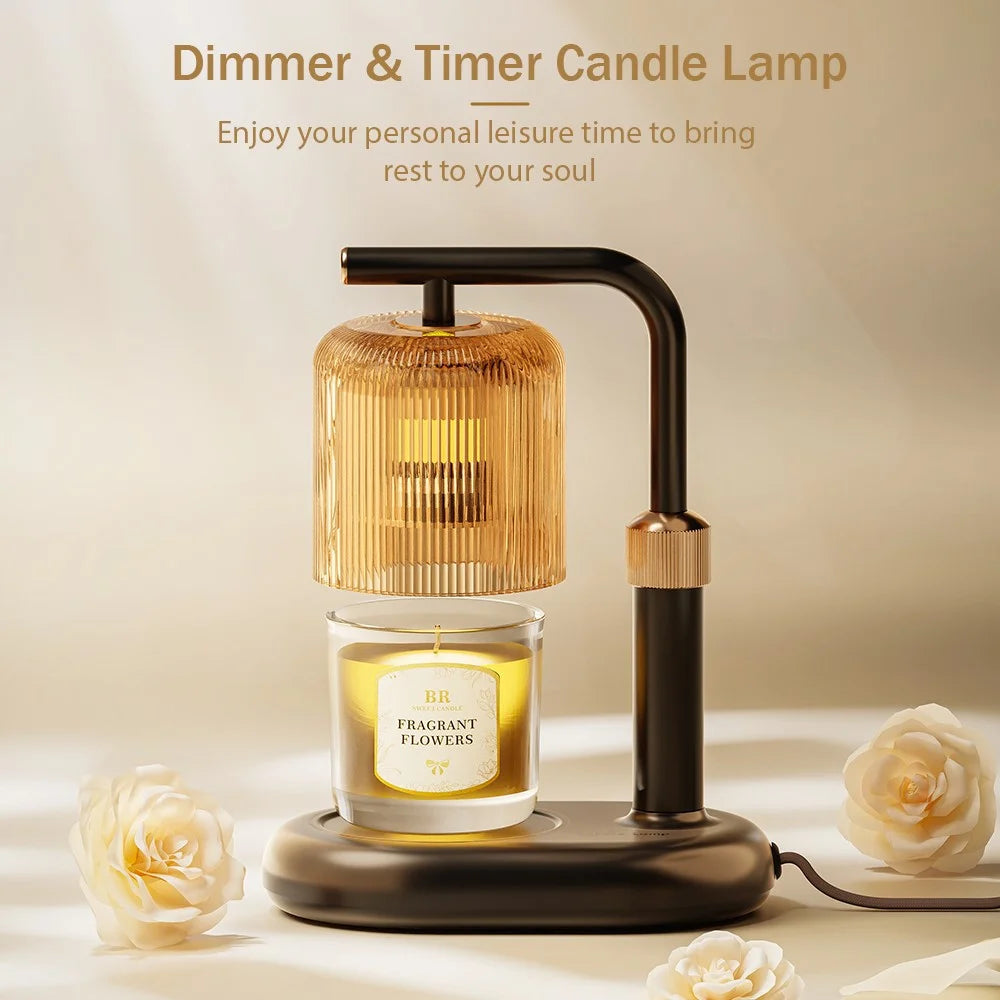Candle Warmer Lamp 50W Flameless Adjustable Height Wax Melter Light with Timer & Dimmer for Bedroom - Black  /  EU Plug - 2