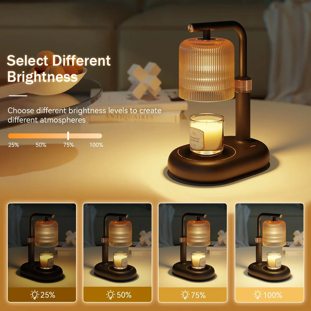 Candle Warmer Lamp 50W Flameless Adjustable Height Wax Melter Light with Timer & Dimmer for Bedroom - Black  /  EU Plug - 3