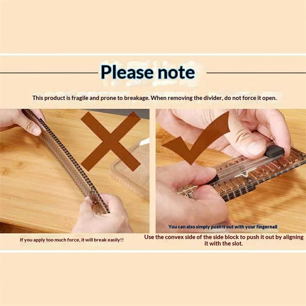 2Pcs Drawer Dividers Organizer Adjustable 27.5-51cm Expandable Storage Separators for Kitchen Cabinet Wardrobes - Transparent Black - 6