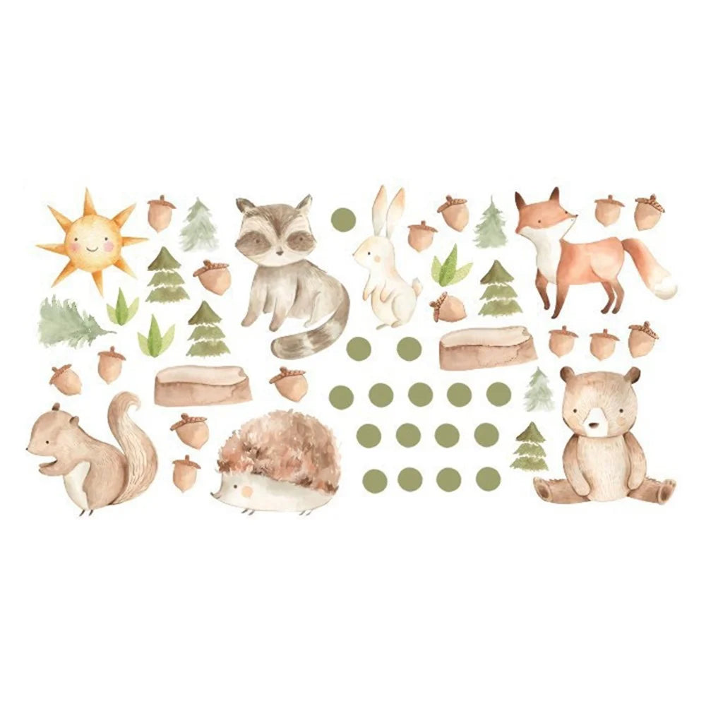 Cute Bear Fox Wall Stickers Jungle Animals Wall Decors for Kids Room, Bedroom, Playroom (without EN71 Certification)   53*27CM - 2