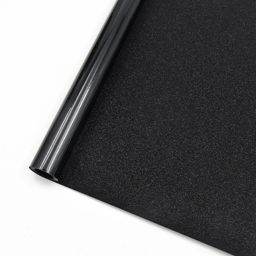 0.445x2m Static Blackout Window Film Sparkle Matte Texture Glass Sticker for Privacy Protection - Black - 1