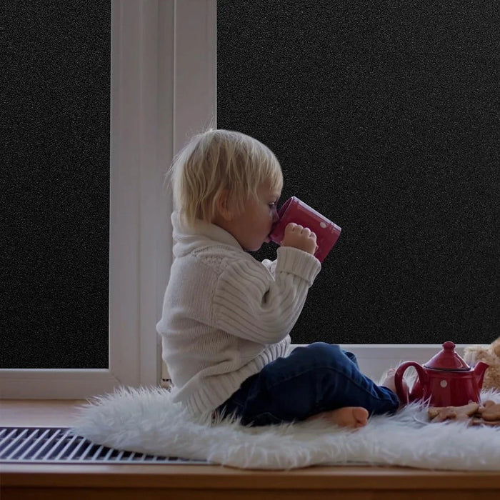 0.445x2m Static Blackout Window Film Sparkle Matte Texture Glass Sticker for Privacy Protection - Black - 4