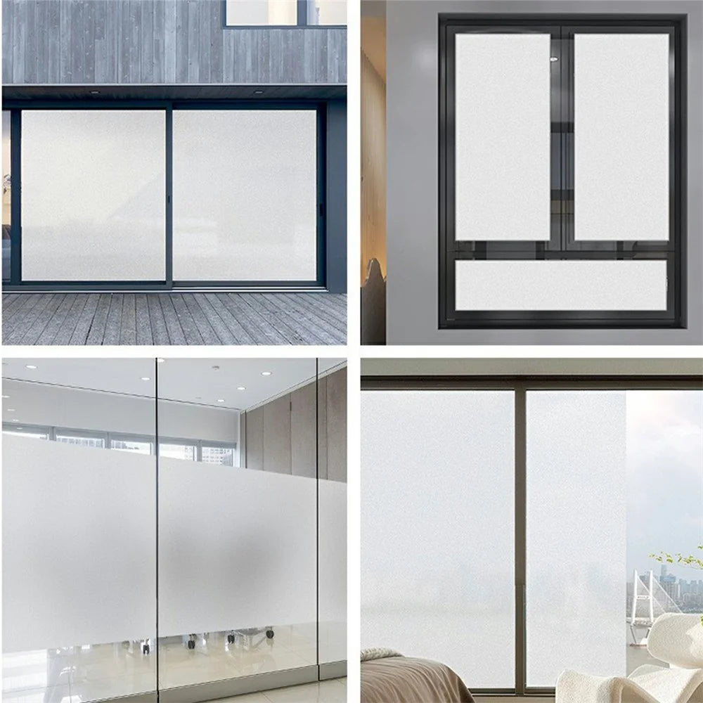 90x100cm Static Cling Frosted Privacy Window Film No Adhesive PVC Matte Glass Sticker for Bathroom - Frosted - 6