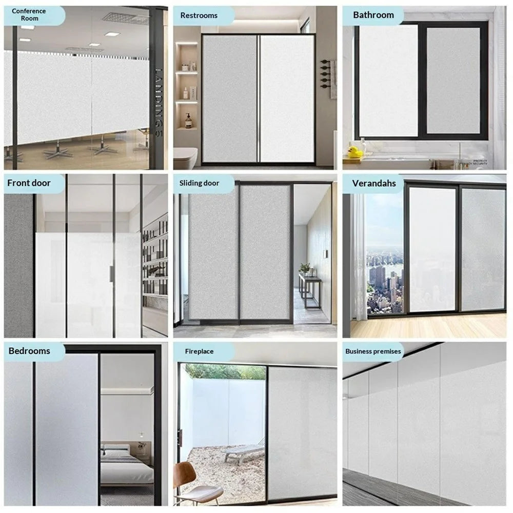 60x100cm Static Cling Frosted Privacy Window Film No Adhesive PVC Matte Glass Sticker for Bathroom - Frosted - 2