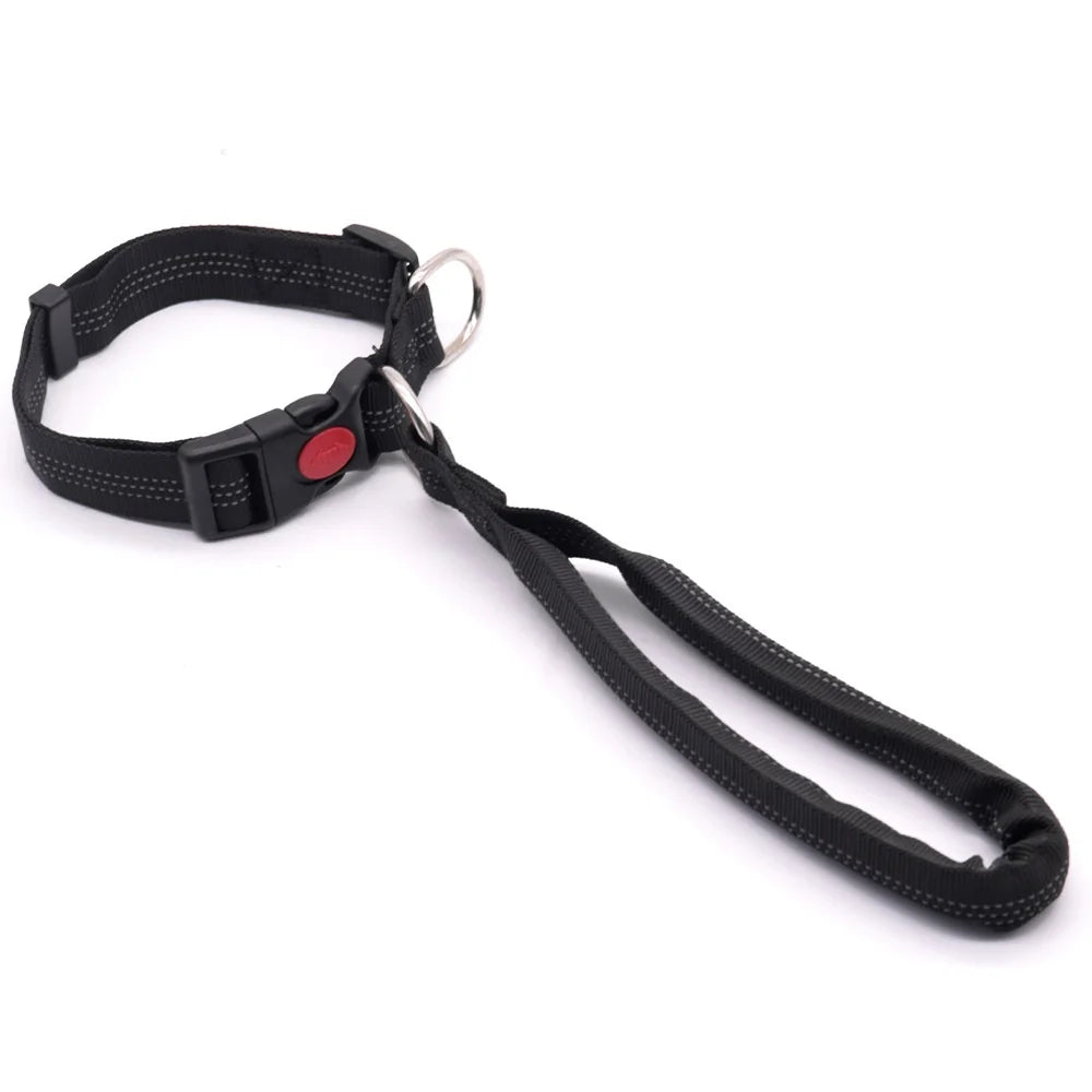 Large Dog Collar Leash Anti Pull Nylon Pet Leash Anti Escape for Golden Retriever Beagle - Black - 1