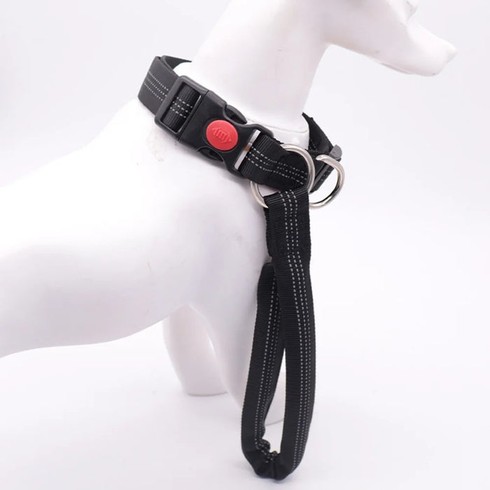 Large Dog Collar Leash Anti Pull Nylon Pet Leash Anti Escape for Golden Retriever Beagle - Black - 3