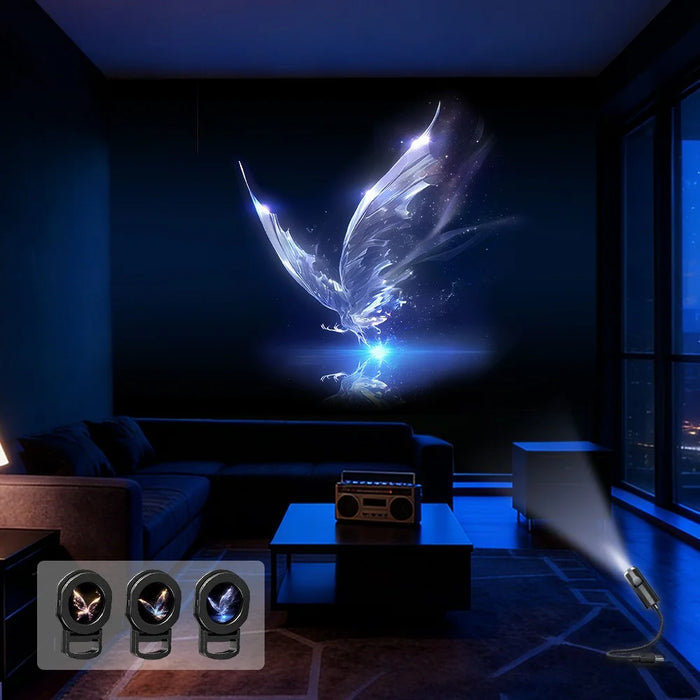 USB LED Projection Lamp Flexible Gooseneck Replaceable Slides Night Light for Bedroom - Butterfly 1 - 3