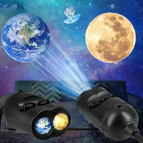 USB Planet Projection Light 6-Mode Dual Lens Earth Moon Galaxy Night Light for Bedroom Car - 1