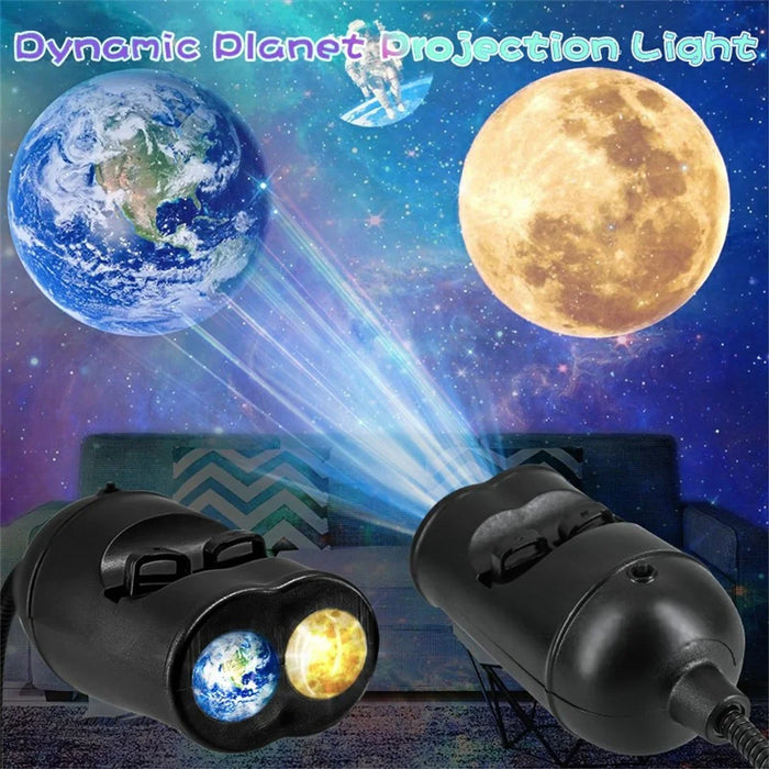 USB Planet Projection Light 6-Mode Dual Lens Earth Moon Galaxy Night Light for Bedroom Car - 2