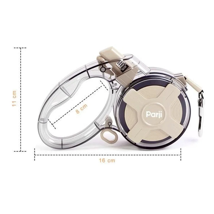 PARJI 4m Retractable Dog Leash Reflective Nylon Webbing 360 Degree Swivel Dual Locking - Yellow - 5