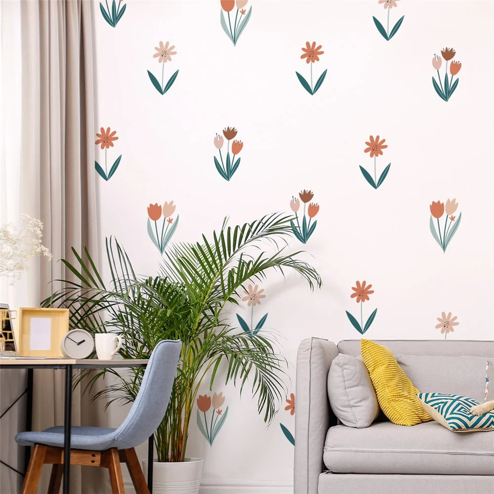 MS1538--YY Home Background Wall Sticker Flower Pattern Living Room Bedroom PVC Decal Wallpaper (No EN71 Certification) - 4