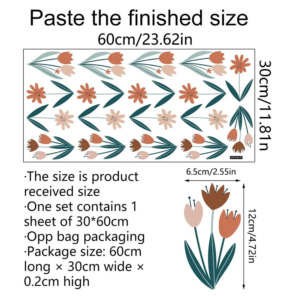 MS1538--YY Home Background Wall Sticker Flower Pattern Living Room Bedroom PVC Decal Wallpaper (No EN71 Certification) - 7