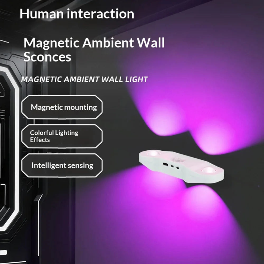 Y-07 RGB LED Wall Light PIR Motion Sensor Magnetic Rechargeable Night Lamp - White - 4