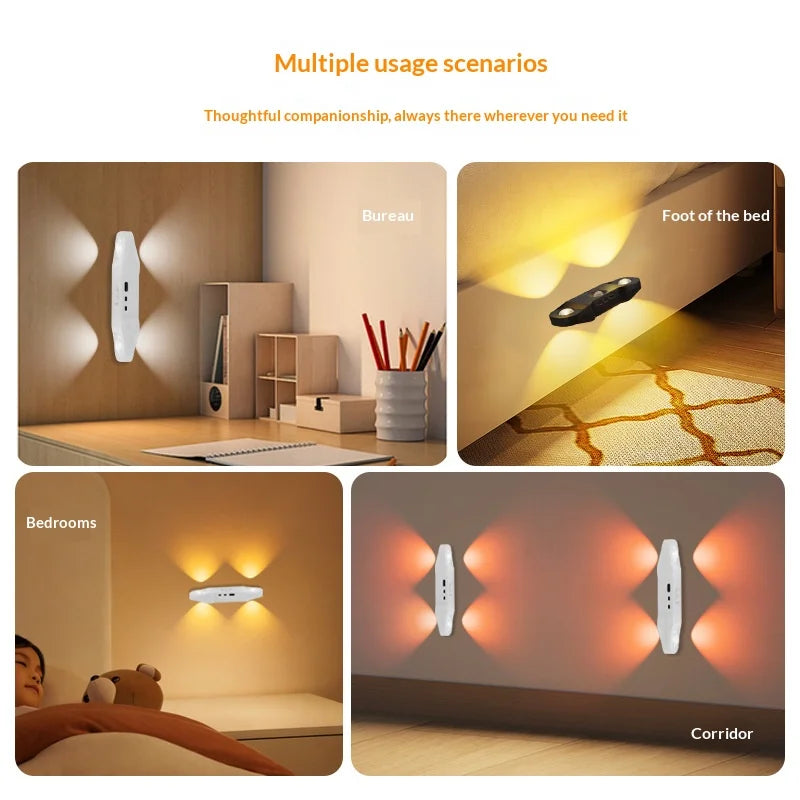 Y-07 RGB LED Wall Light PIR Motion Sensor Magnetic Rechargeable Night Lamp - White - 7