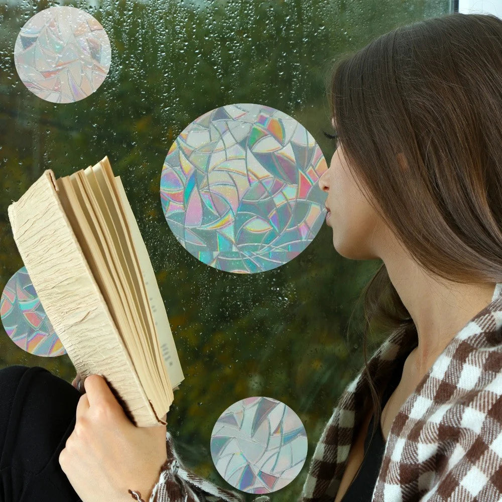 1Set Rainbow Prism Electrostatic Glass Sticker PVC Non-Adhesive Removable Window Colorful Film Sticker Gift (No EN71) - Circle - 3