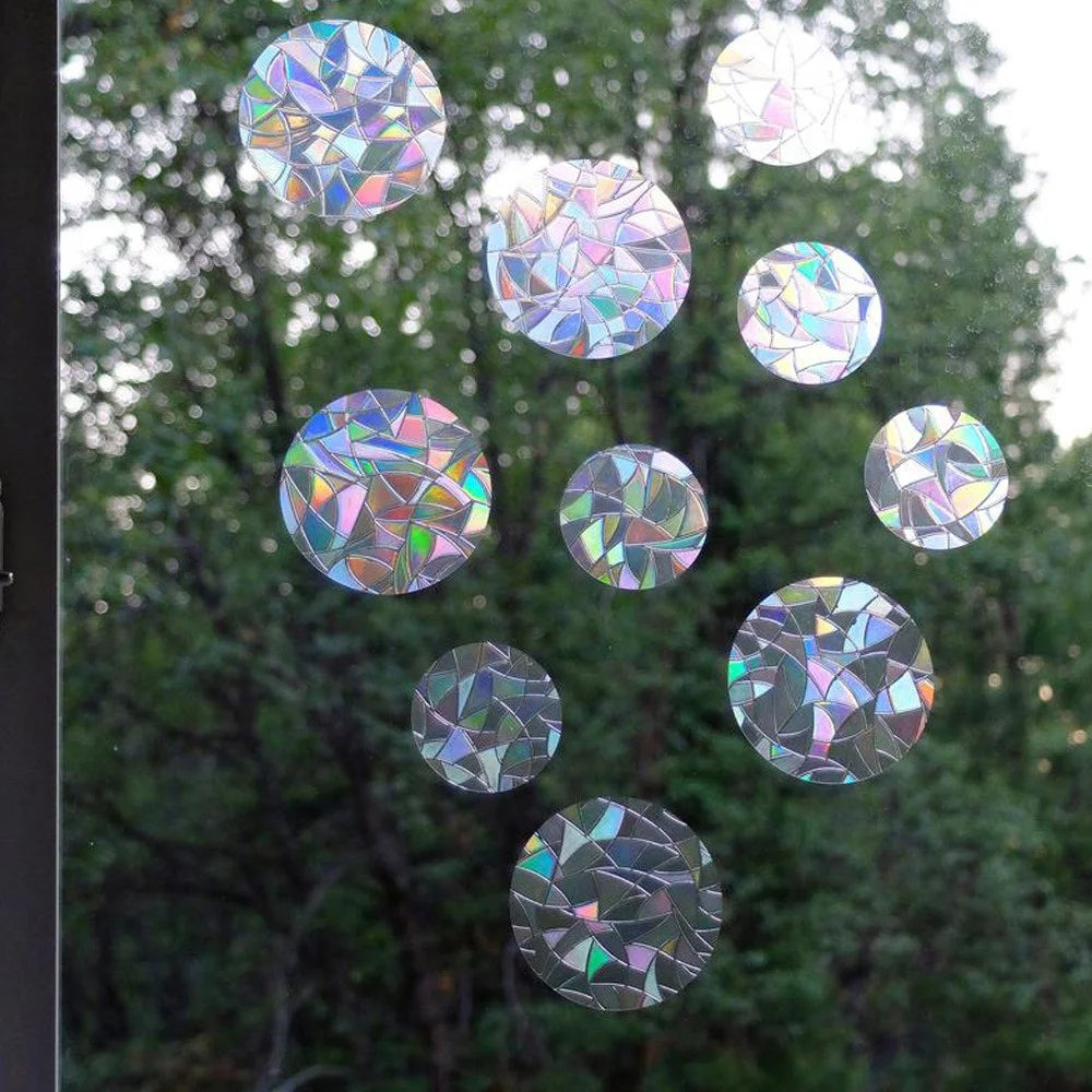 1Set Rainbow Prism Electrostatic Glass Sticker PVC Non-Adhesive Removable Window Colorful Film Sticker Gift (No EN71) - Circle - 5