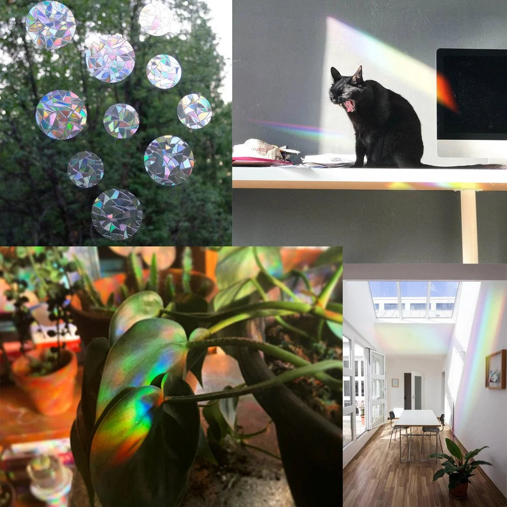 1Set Rainbow Prism Electrostatic Glass Sticker PVC Non-Adhesive Removable Window Colorful Film Sticker Gift (No EN71) - Circle - 7