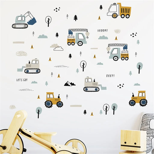 BR459 3Pcs / Set Cartoon Engineering Vehicle PVC Wall Stickers Removable DIY Wall Decal Home Decor for Kids Room (No EN71 Certification) - 1