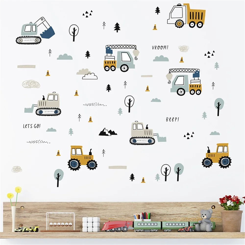 BR459 3Pcs / Set Cartoon Engineering Vehicle PVC Wall Stickers Removable DIY Wall Decal Home Decor for Kids Room (No EN71 Certification) - 5