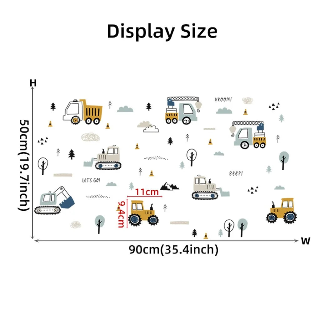 BR459 3Pcs / Set Cartoon Engineering Vehicle PVC Wall Stickers Removable DIY Wall Decal Home Decor for Kids Room (No EN71 Certification) - 6