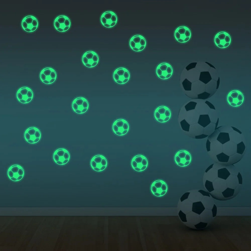 PVCYG640 12Pcs / Set Football Luminous Stickers Soccer Ball PVC Wall Decal for Kids Room Boy Bedroom Laptop Motorcycle Bike Car Decor (No EN71 Certification) - 1