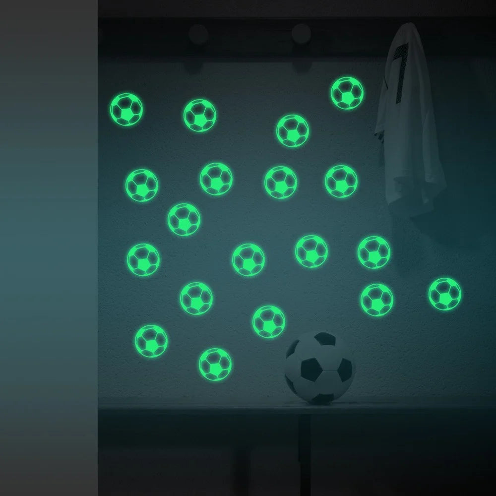 PVCYG640 12Pcs / Set Football Luminous Stickers Soccer Ball PVC Wall Decal for Kids Room Boy Bedroom Laptop Motorcycle Bike Car Decor (No EN71 Certification) - 4