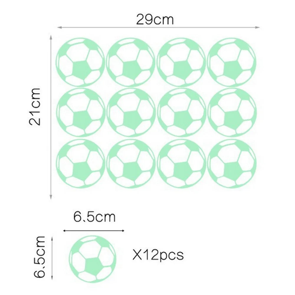 PVCYG640 12Pcs / Set Football Luminous Stickers Soccer Ball PVC Wall Decal for Kids Room Boy Bedroom Laptop Motorcycle Bike Car Decor (No EN71 Certification) - 6