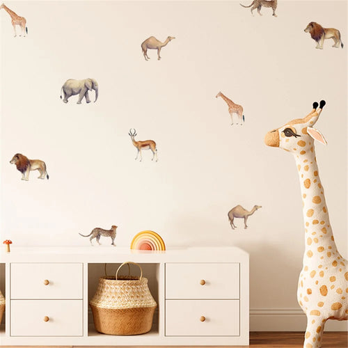18Pcs / Set Cartoon Animal Wall Stickers Kids Room Giraffe Lion Elephant PVC Decal (No EN71 Certification) - 1