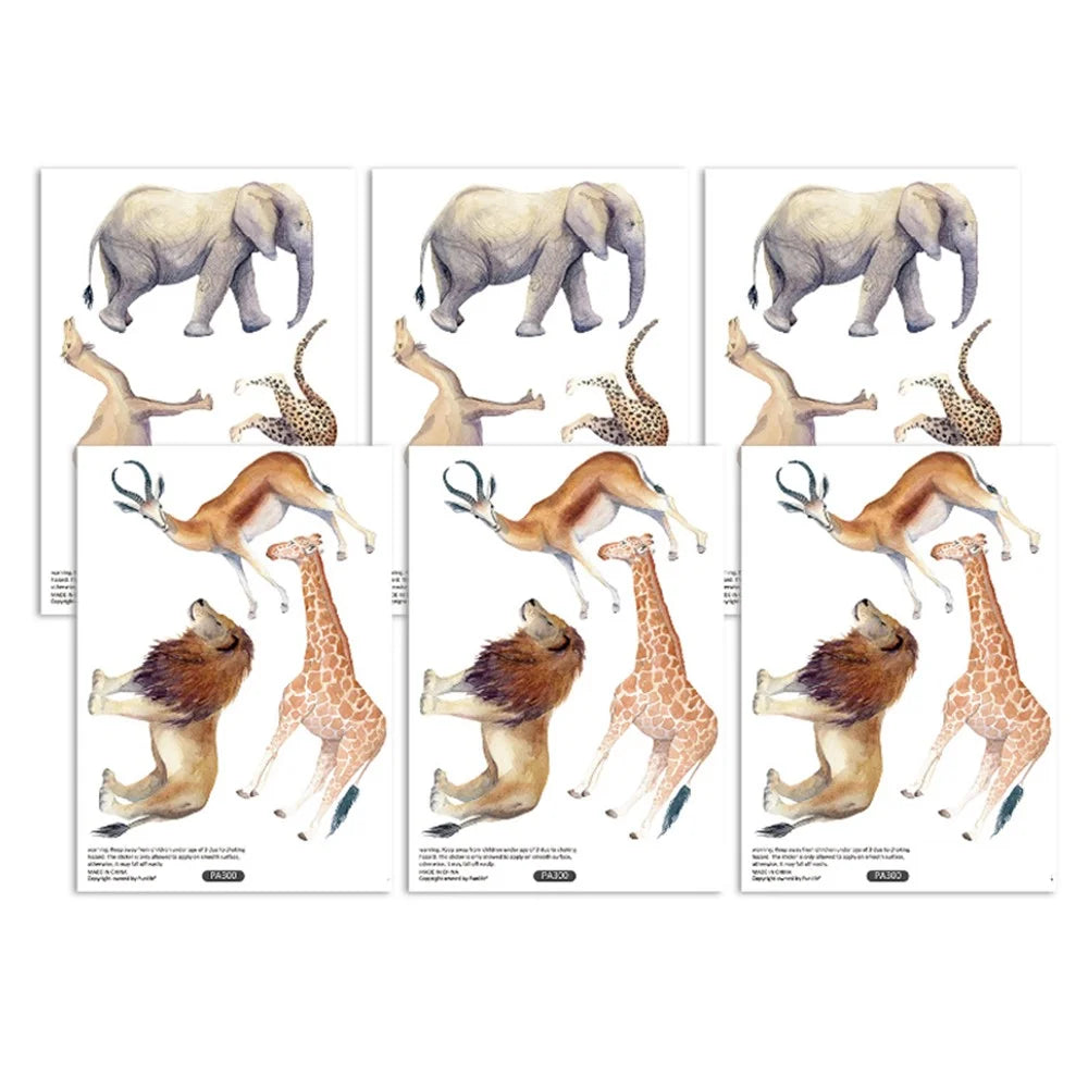 18Pcs / Set Cartoon Animal Wall Stickers Kids Room Giraffe Lion Elephant PVC Decal (No EN71 Certification) - 2