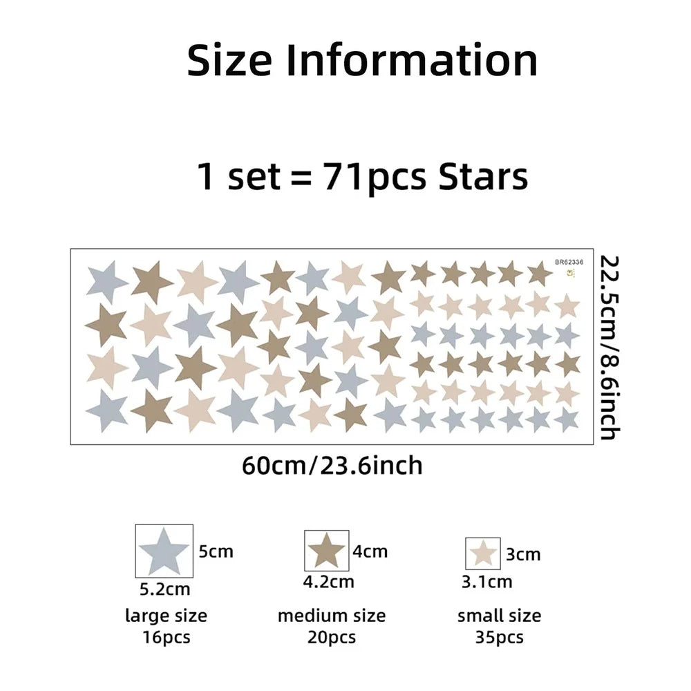 71Pcs / Set Cartoon Stars Wall Stickers Removable Nursery Wall Decals Children Kids Baby Room Interior Home Decor (No EN71 Certification) - 4