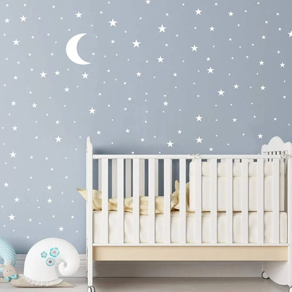 YY445 4Pcs / Set Star Moon Wall Stickers Children's Room Kindergarten DIY PVC Wall Art Decoration Stickers (without EN71 Certification) - White - 1