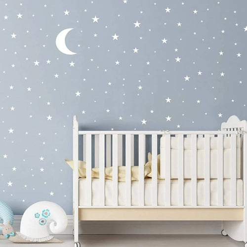 YY445 4Pcs / Set Star Moon Wall Stickers Children's Room Kindergarten DIY PVC Wall Art Decoration Stickers (without EN71 Certification) - White - 1