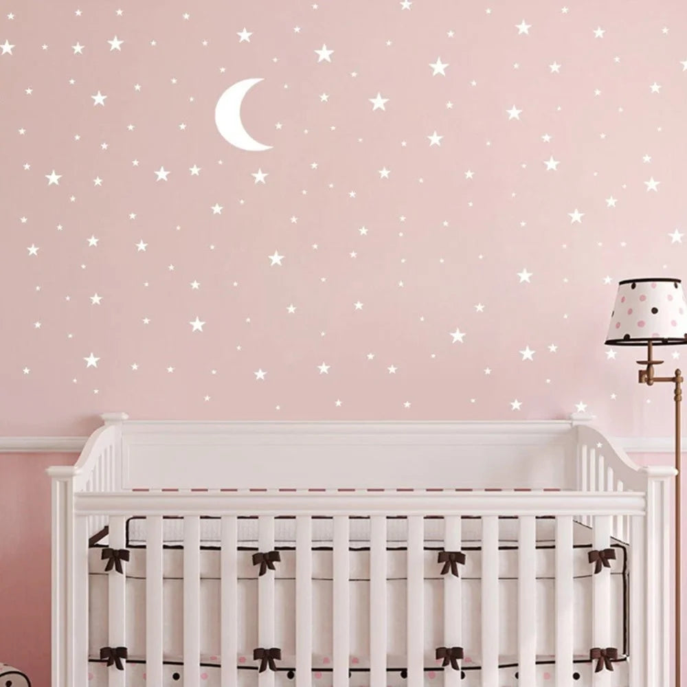 YY445 4Pcs / Set Star Moon Wall Stickers Children's Room Kindergarten DIY PVC Wall Art Decoration Stickers (without EN71 Certification) - White - 3