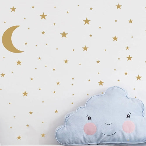 YY445 4Pcs / Set Children's Room Kindergarten Star Moon Wall Stickers DIY PVC Wall Art Decoration Stickers (without EN71 Certification) - Gold - 1